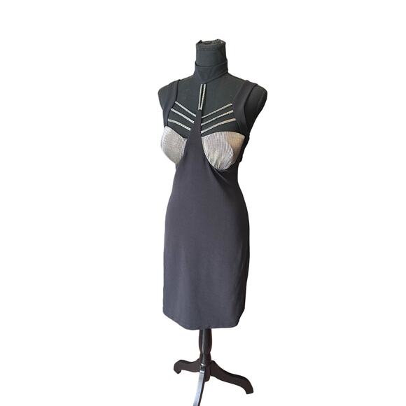 RARE VINTAGE 80s DESIGN CHAMP SPORTSWEAR PARIS NY Black & Silver Dress Large EUC - Picture 15 of 16